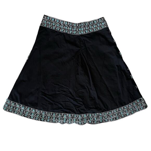 Basil & Maude Vintage Women’s High Waisted Turquoise Beaded Black A Line Skirt - Picture 5 of 10